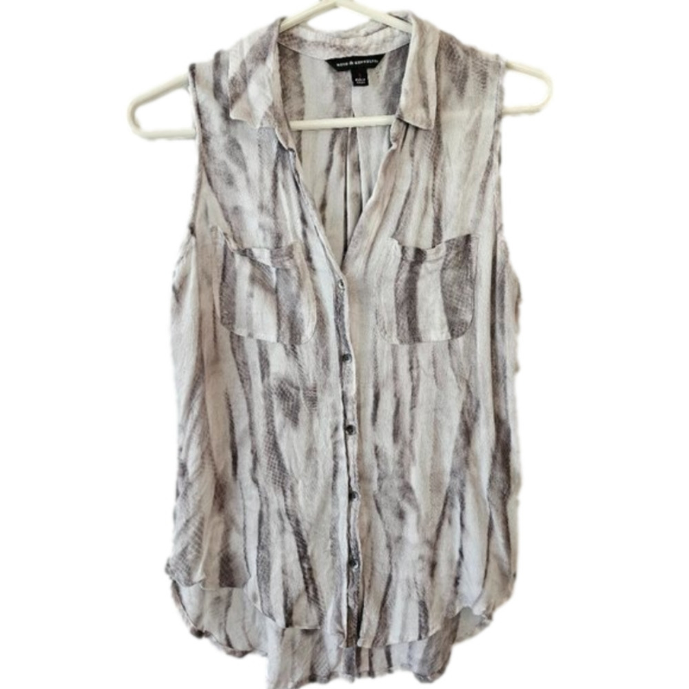 ROCK & Republic, Button Up, Size Small, Gray/White